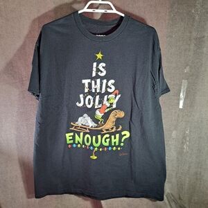 Dr. Seuss The Grinch Is This Jolly Enough? Black Holiday Graphic Tee VG XL